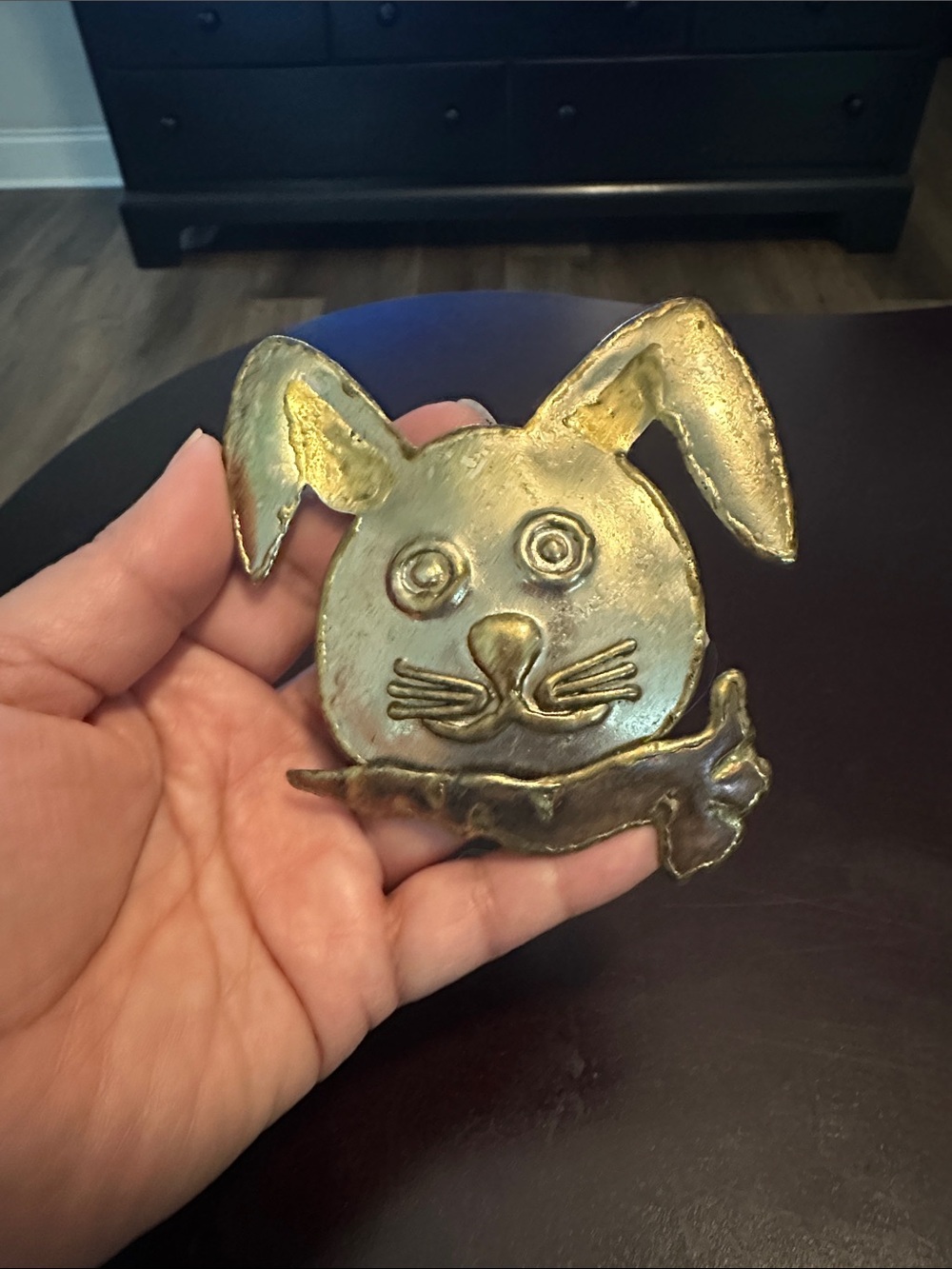 Bunny Rabbit Brooch Pin Pendant Vintage Mixed Metal Mexico Easter Spring 3.50"